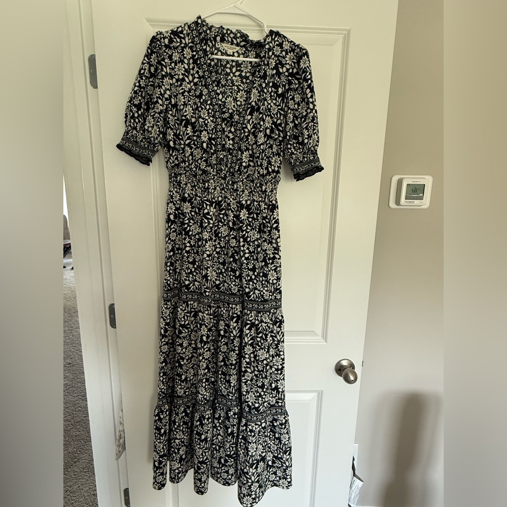 Max Studio London Floral Black and White Maxi Dress, size M